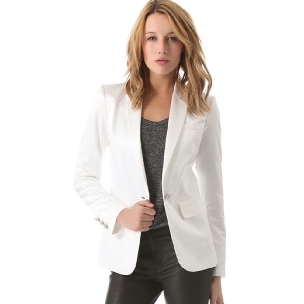 BEAUTIFUL Balmain White Silk Satin Blazer Jacket size 38 Small